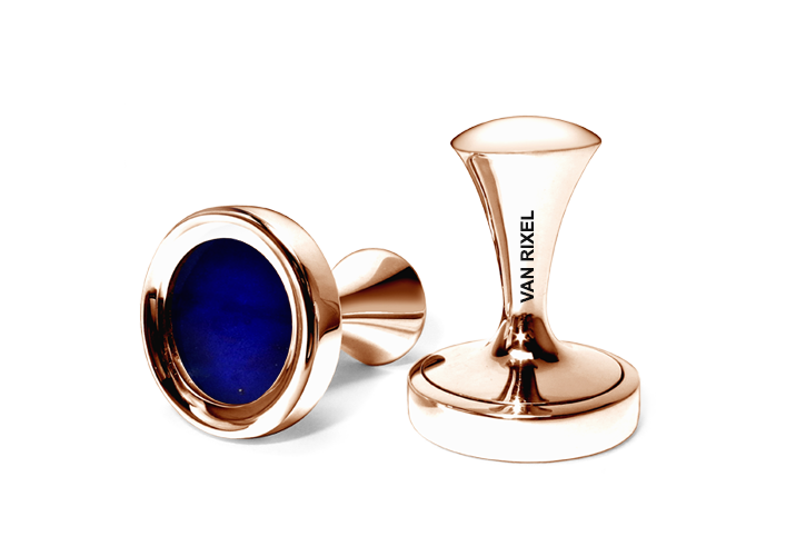 Een paar luxe, hoogwaardige, exclusieve en handgemaakte High End manchetknopen in 18 kt Roségoud met Lapis Lazuli - MII